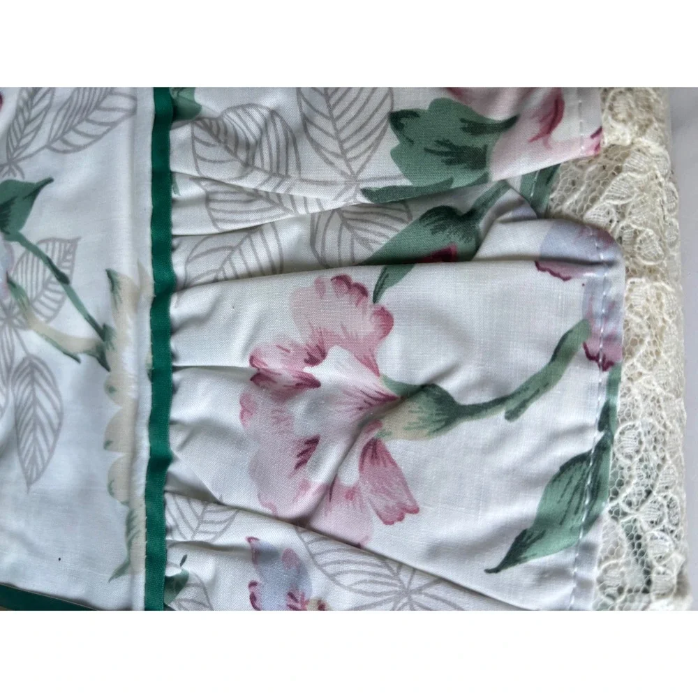 Bill Blass for Springmaid Romance King Flat Sheet Vintage Floral Lace Ruffle NEW